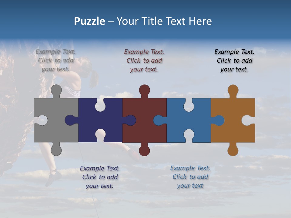 A Woman Climbing Up The Side Of A Cliff PowerPoint Template