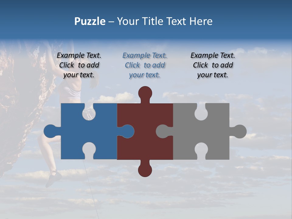 A Woman Climbing Up The Side Of A Cliff PowerPoint Template