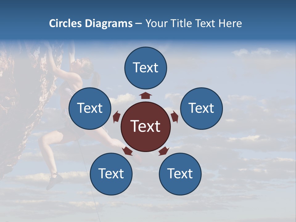 A Woman Climbing Up The Side Of A Cliff PowerPoint Template