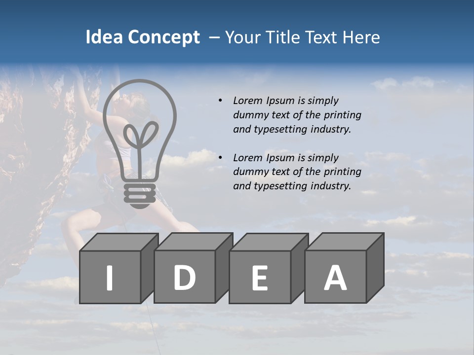 A Woman Climbing Up The Side Of A Cliff PowerPoint Template