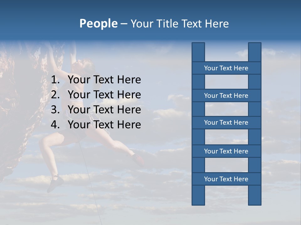 A Woman Climbing Up The Side Of A Cliff PowerPoint Template