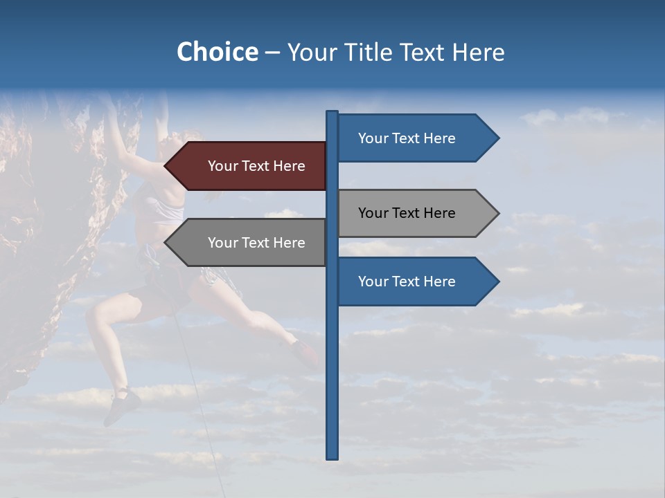 A Woman Climbing Up The Side Of A Cliff PowerPoint Template