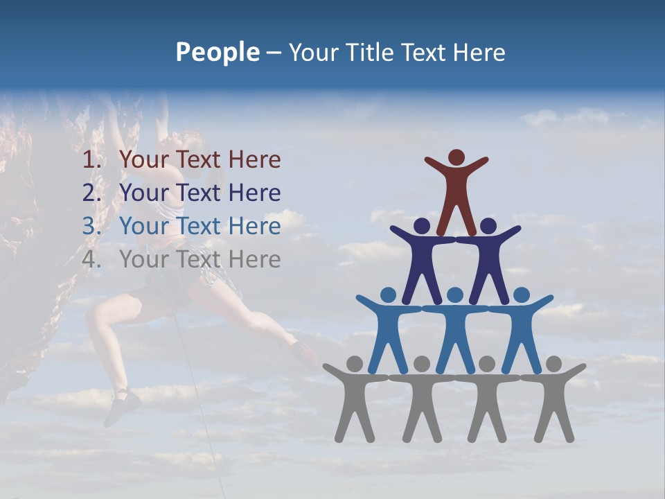 A Woman Climbing Up The Side Of A Cliff PowerPoint Template