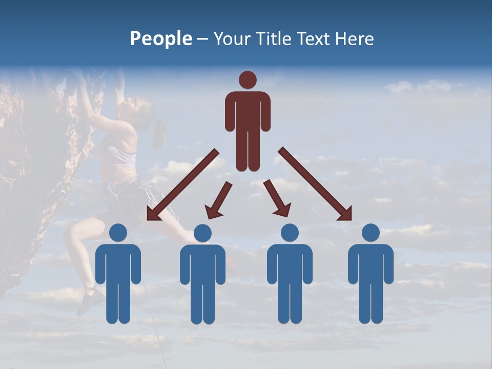 A Woman Climbing Up The Side Of A Cliff PowerPoint Template