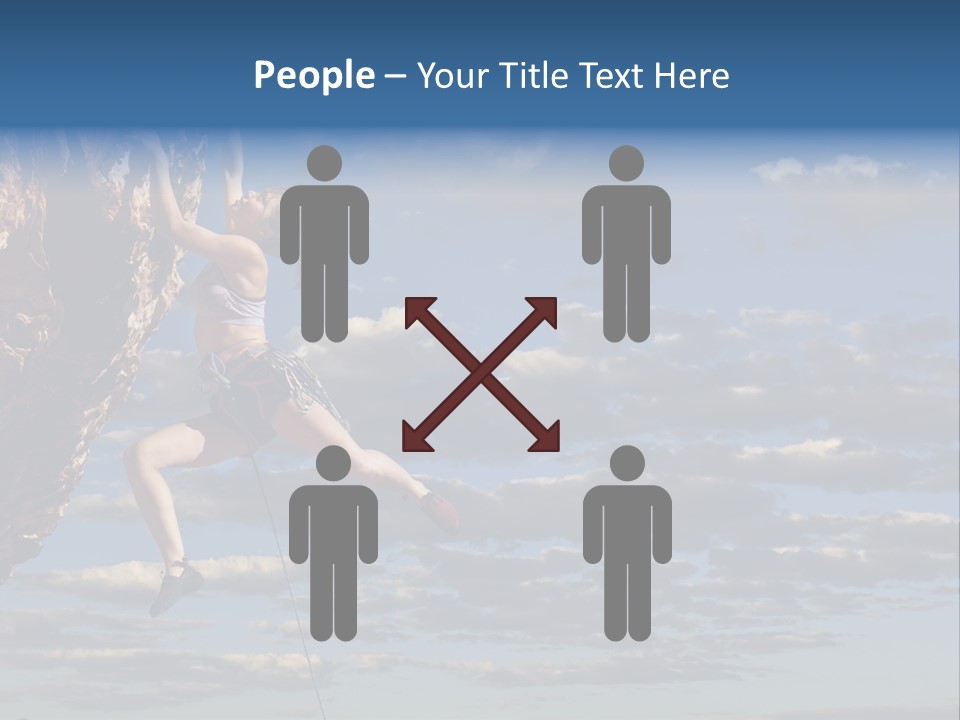 A Woman Climbing Up The Side Of A Cliff PowerPoint Template