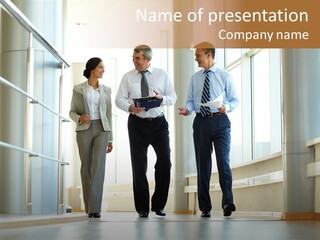 Walking Communication Person PowerPoint Template
