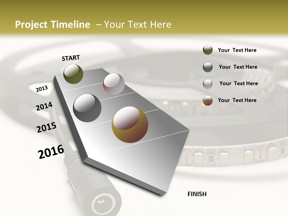 Cable Isolated On White Disco Lights PowerPoint Template