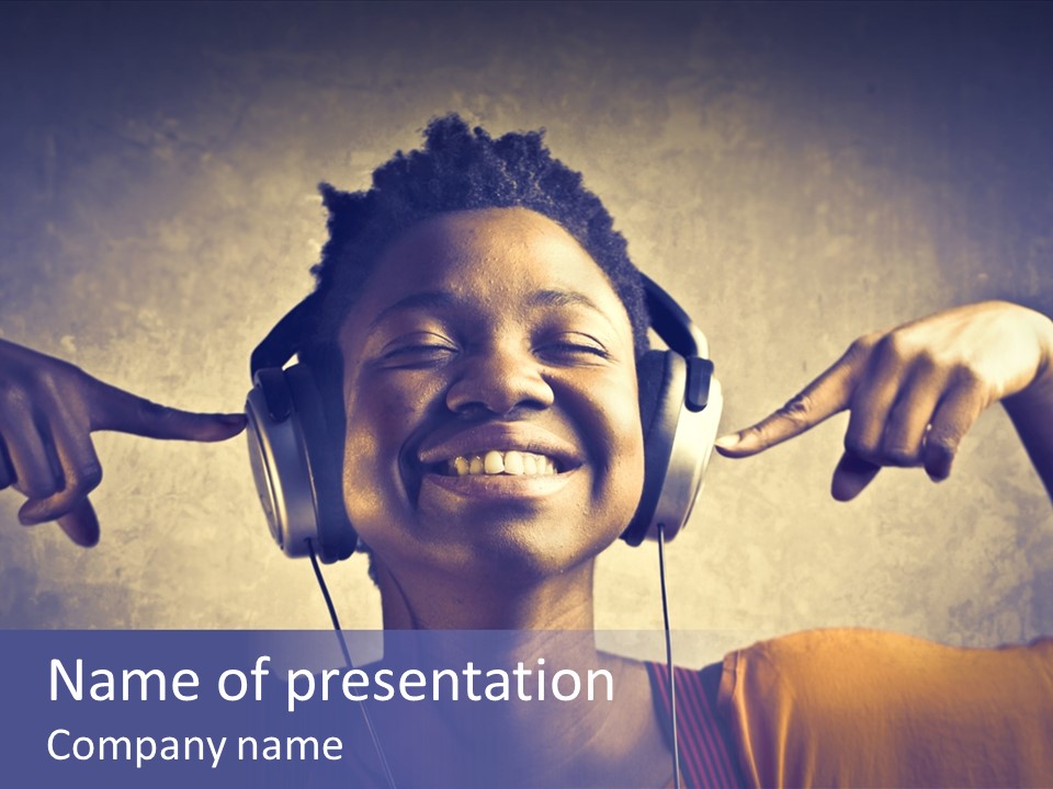 A Woman Wearing Headphones And Listening To Music PowerPoint Template