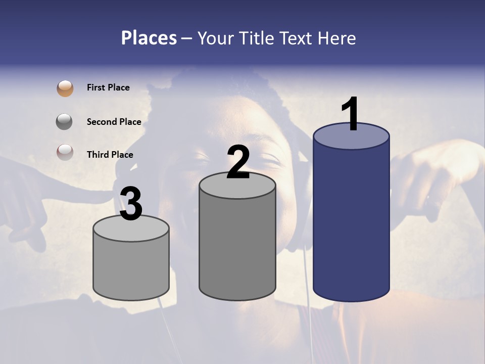 A Woman Wearing Headphones And Listening To Music PowerPoint Template