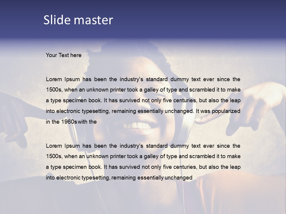 A Woman Wearing Headphones And Listening To Music PowerPoint Template