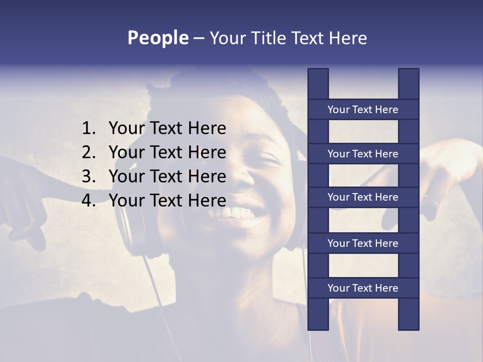 A Woman Wearing Headphones And Listening To Music PowerPoint Template