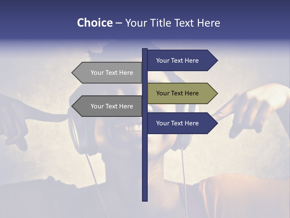 A Woman Wearing Headphones And Listening To Music PowerPoint Template