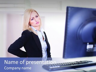 Businesswoman Pain  PowerPoint Template