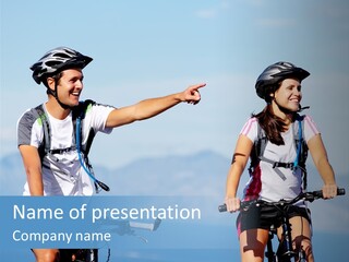 Couple Bike Laughing PowerPoint Template