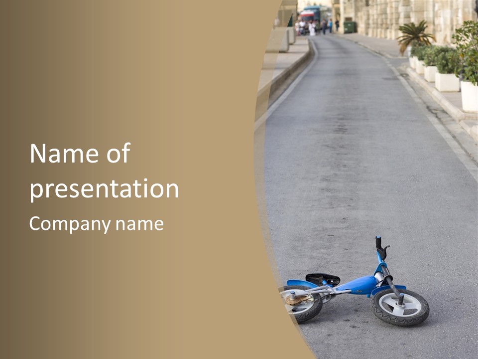 Asphalt Bicycle Fall PowerPoint Template