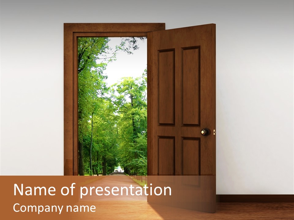 An Open Door Leading Into A Green Forest PowerPoint Template