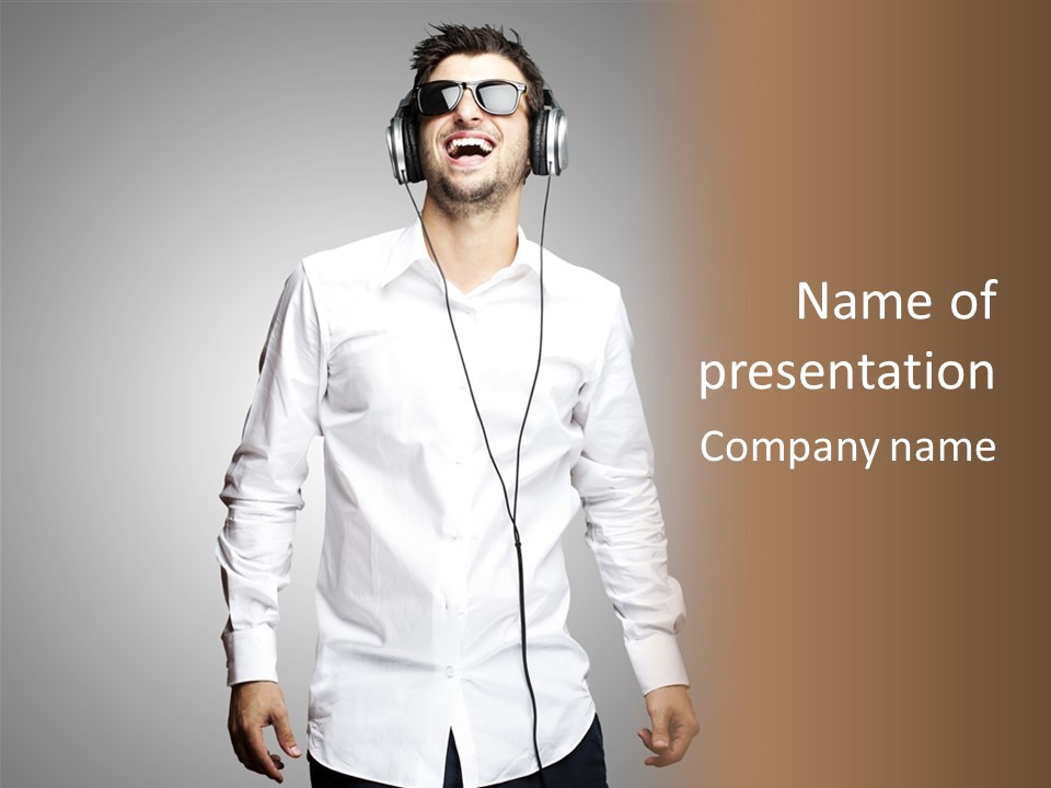 Headphone Audio Guy PowerPoint Template