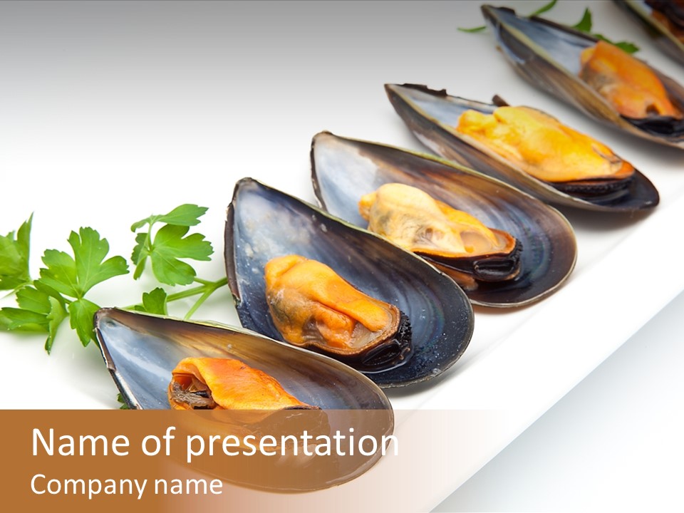 Cooked Mussels Shellfish Food PowerPoint Template