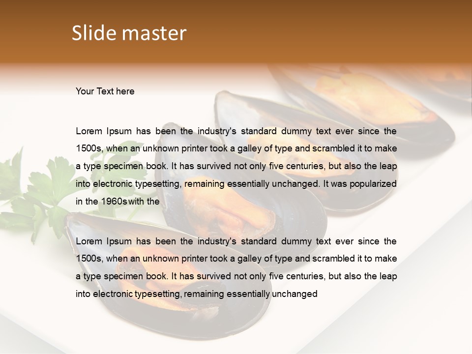 Cooked Mussels Shellfish Food PowerPoint Template