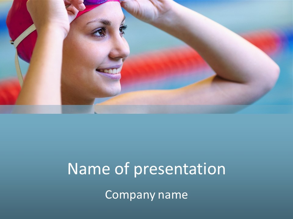 A Woman In A Swimming Cap Is Holding Her Head PowerPoint Template