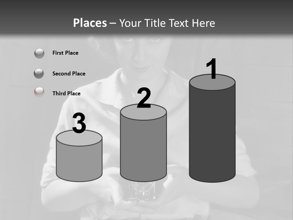 A Black And White Photo Of A Woman Holding A Camera PowerPoint Template