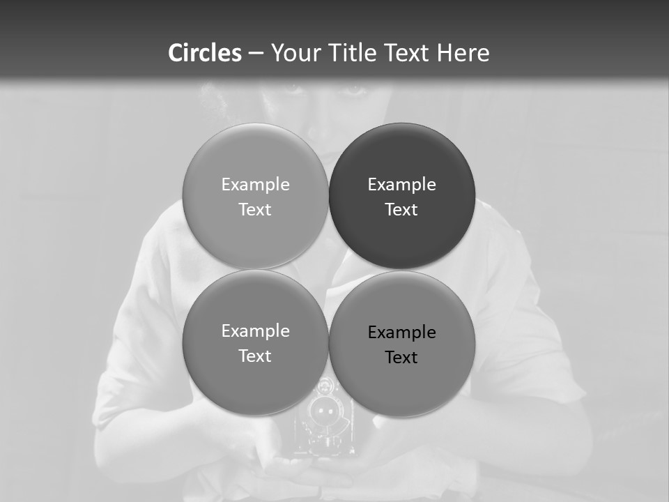 A Black And White Photo Of A Woman Holding A Camera PowerPoint Template