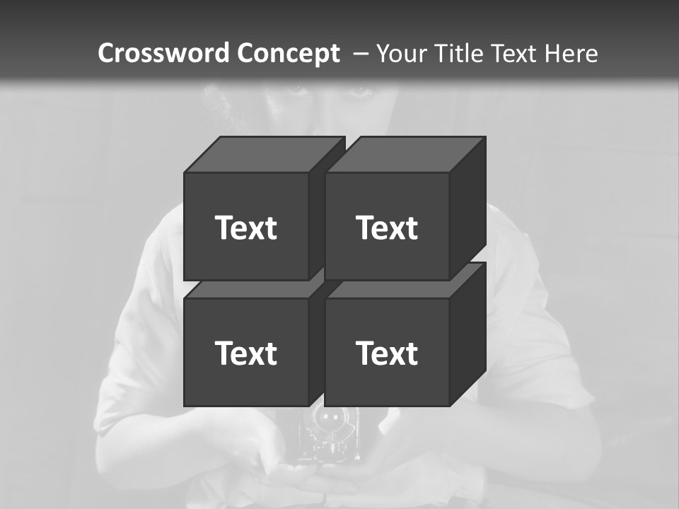 A Black And White Photo Of A Woman Holding A Camera PowerPoint Template