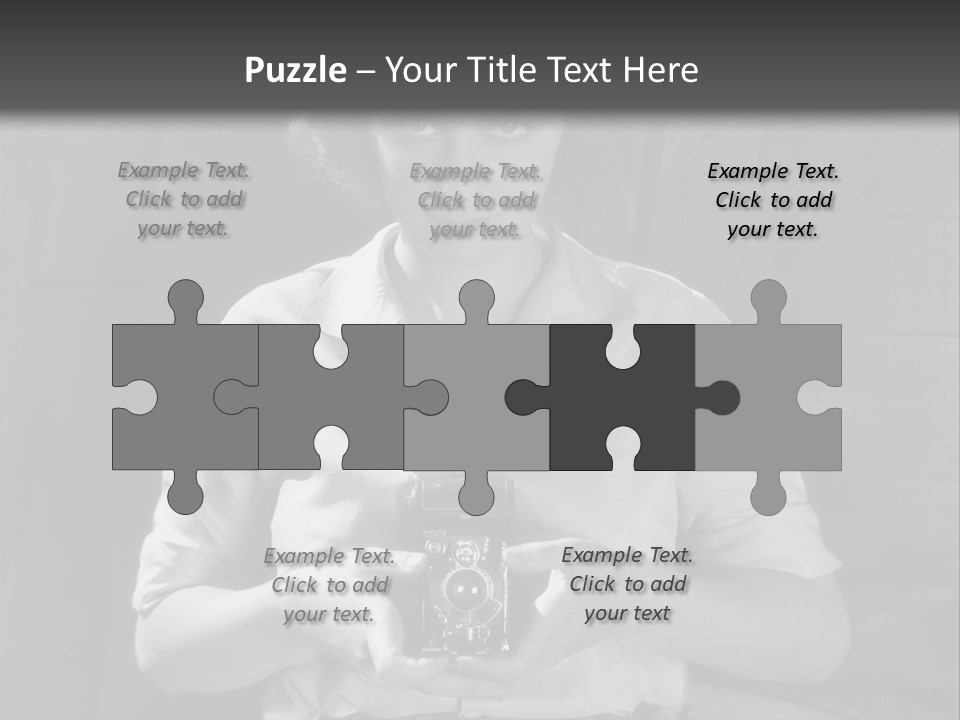 A Black And White Photo Of A Woman Holding A Camera PowerPoint Template