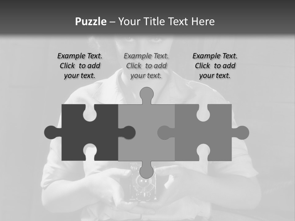 A Black And White Photo Of A Woman Holding A Camera PowerPoint Template