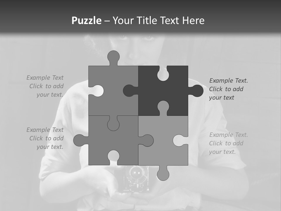 A Black And White Photo Of A Woman Holding A Camera PowerPoint Template