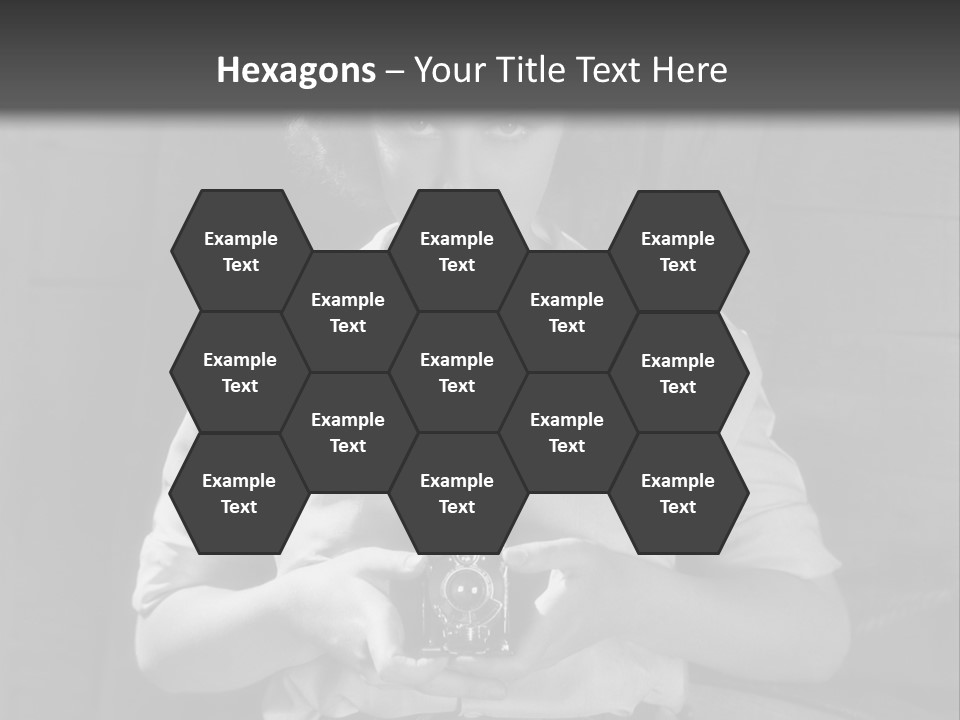 A Black And White Photo Of A Woman Holding A Camera PowerPoint Template