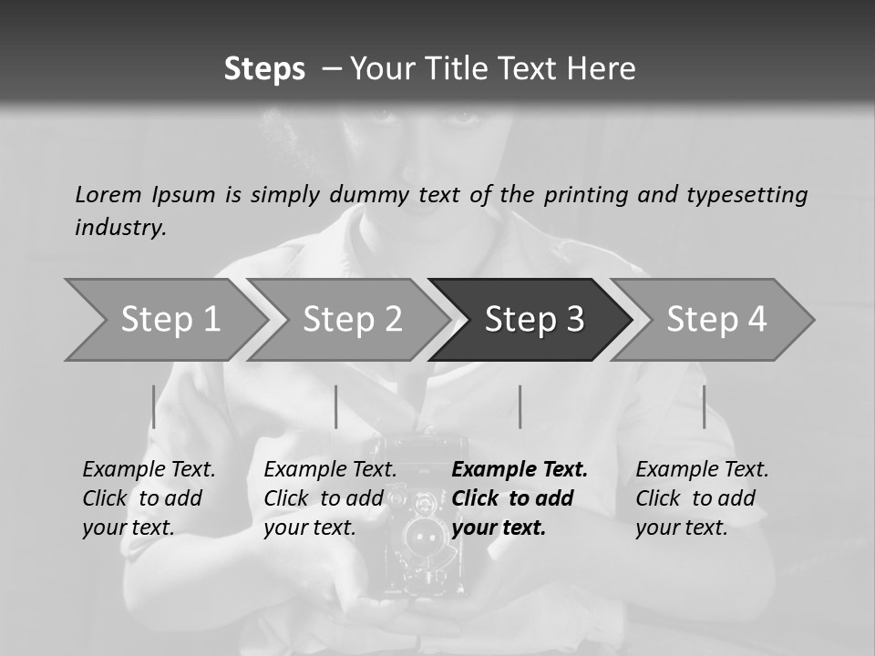 A Black And White Photo Of A Woman Holding A Camera PowerPoint Template