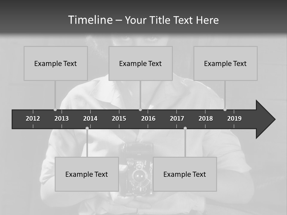 A Black And White Photo Of A Woman Holding A Camera PowerPoint Template