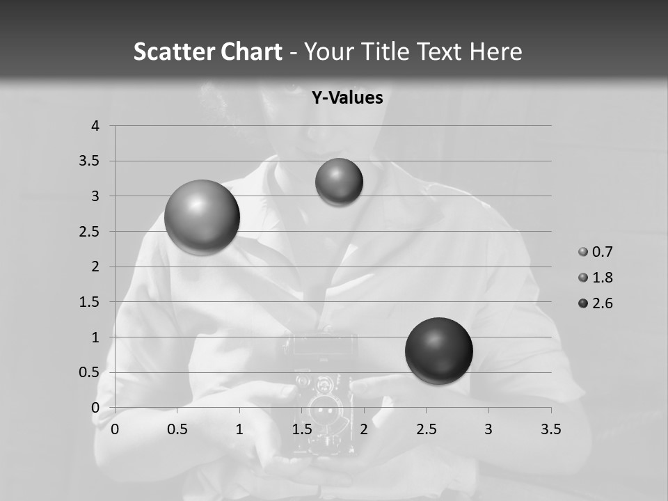 A Black And White Photo Of A Woman Holding A Camera PowerPoint Template