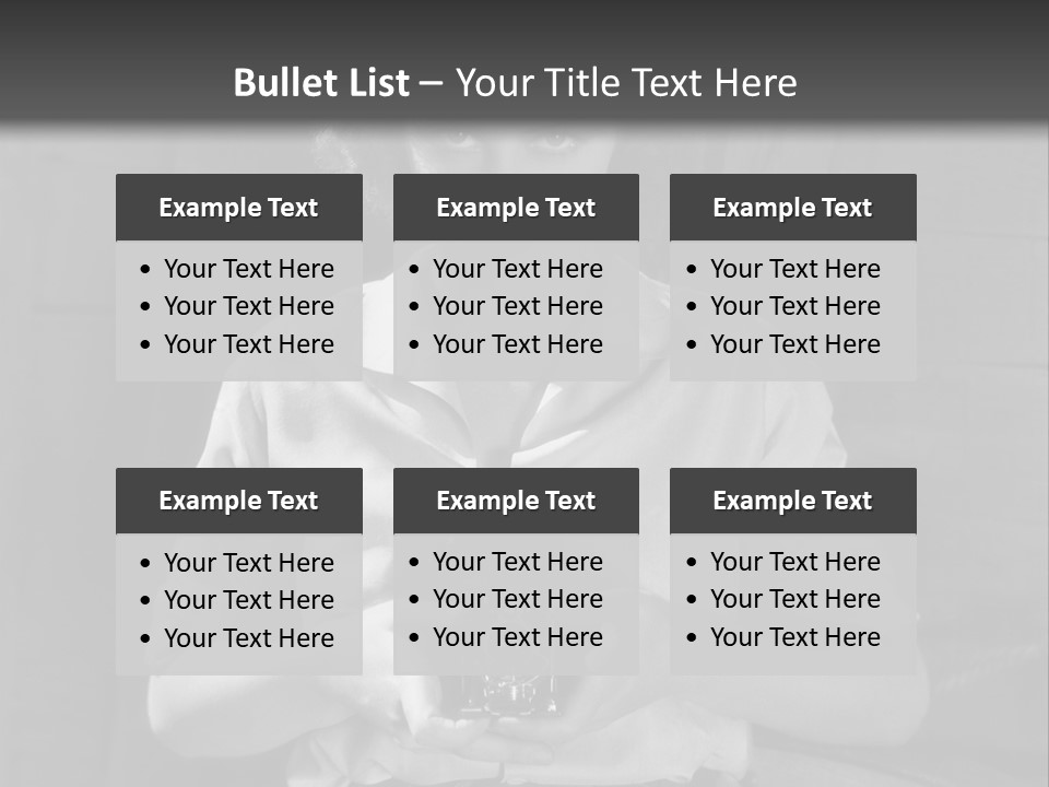 A Black And White Photo Of A Woman Holding A Camera PowerPoint Template