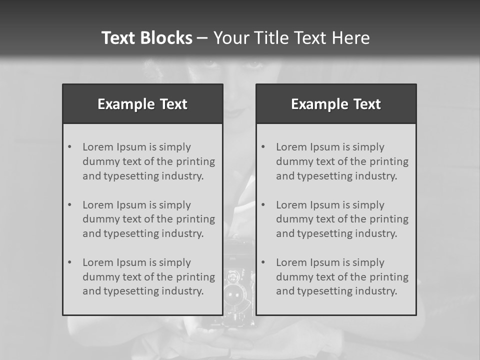 A Black And White Photo Of A Woman Holding A Camera PowerPoint Template