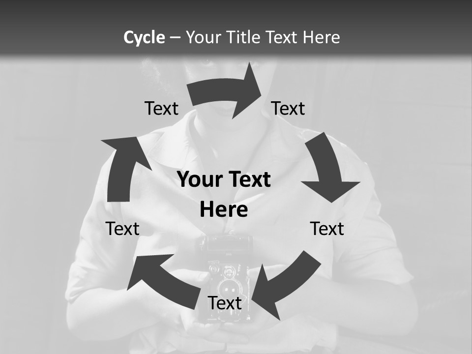 A Black And White Photo Of A Woman Holding A Camera PowerPoint Template