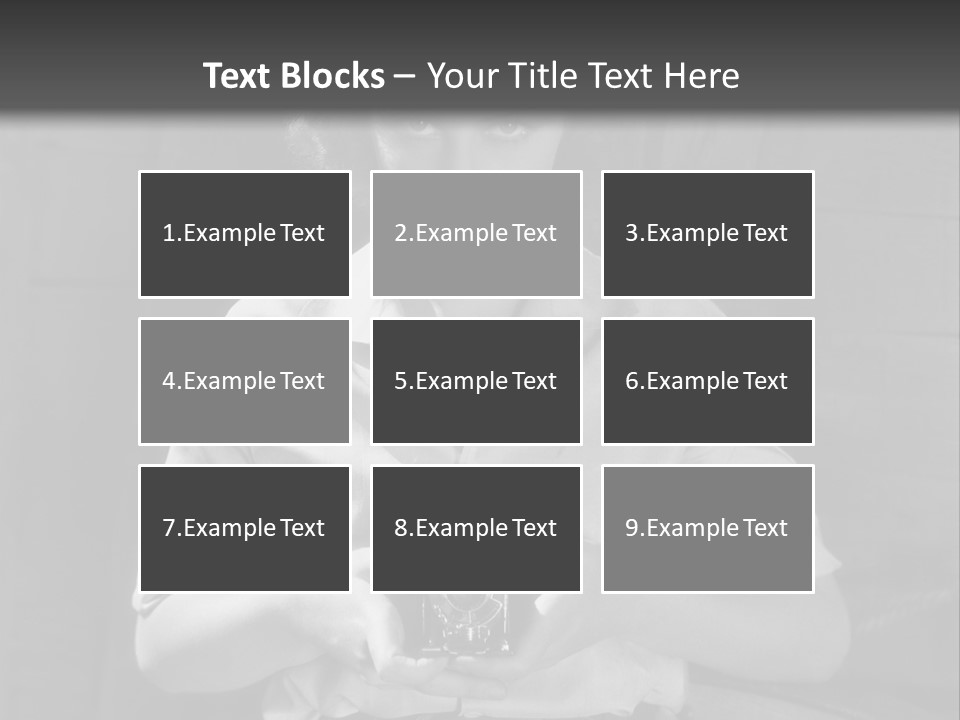 A Black And White Photo Of A Woman Holding A Camera PowerPoint Template