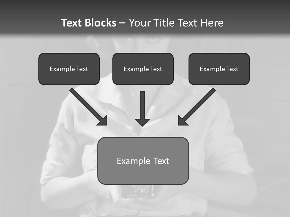 A Black And White Photo Of A Woman Holding A Camera PowerPoint Template