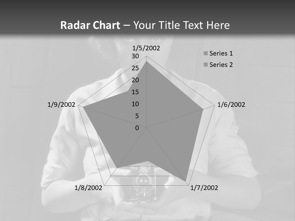 A Black And White Photo Of A Woman Holding A Camera PowerPoint Template