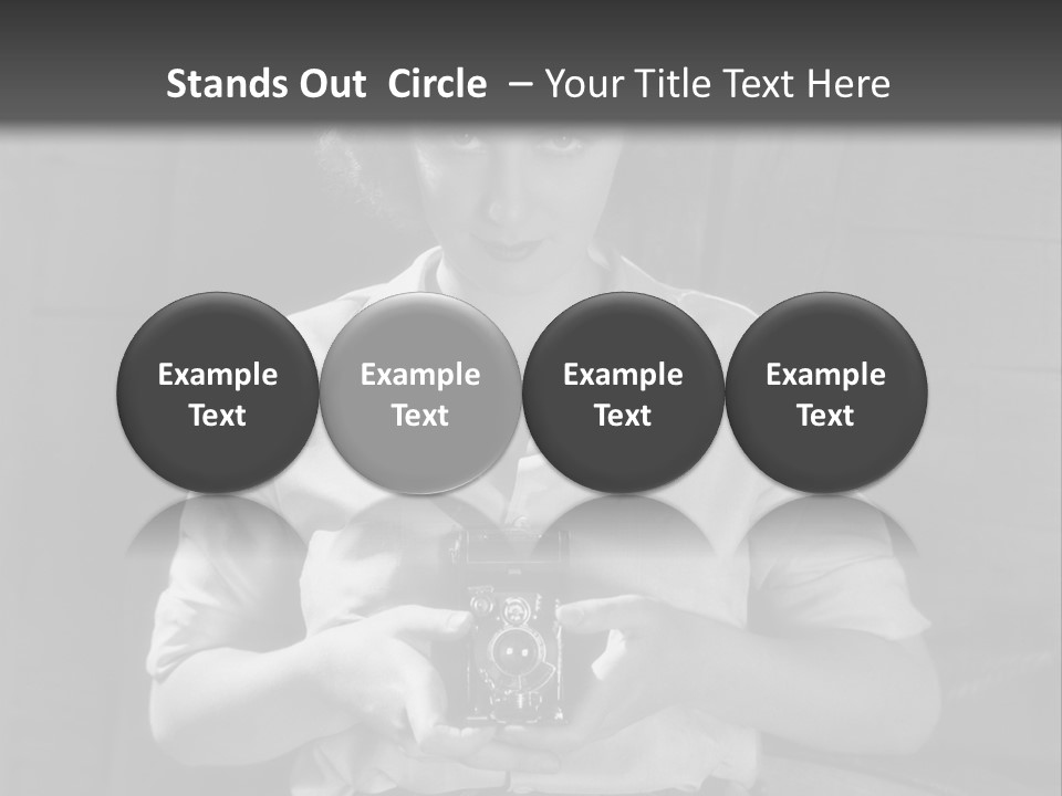 A Black And White Photo Of A Woman Holding A Camera PowerPoint Template