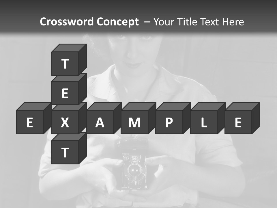 A Black And White Photo Of A Woman Holding A Camera PowerPoint Template