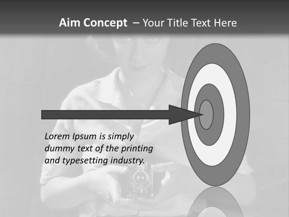 A Black And White Photo Of A Woman Holding A Camera PowerPoint Template