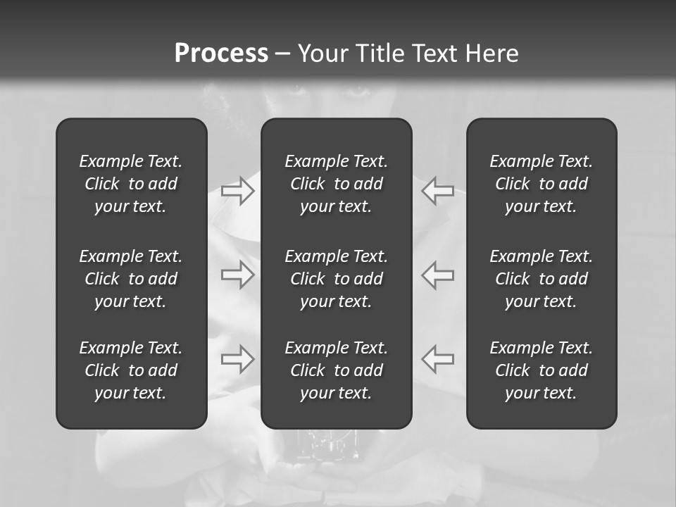 A Black And White Photo Of A Woman Holding A Camera PowerPoint Template
