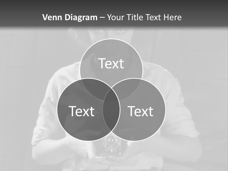 A Black And White Photo Of A Woman Holding A Camera PowerPoint Template