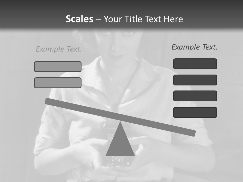 A Black And White Photo Of A Woman Holding A Camera PowerPoint Template