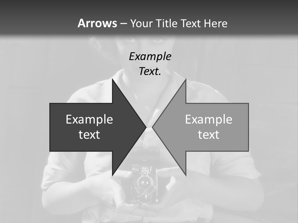 A Black And White Photo Of A Woman Holding A Camera PowerPoint Template