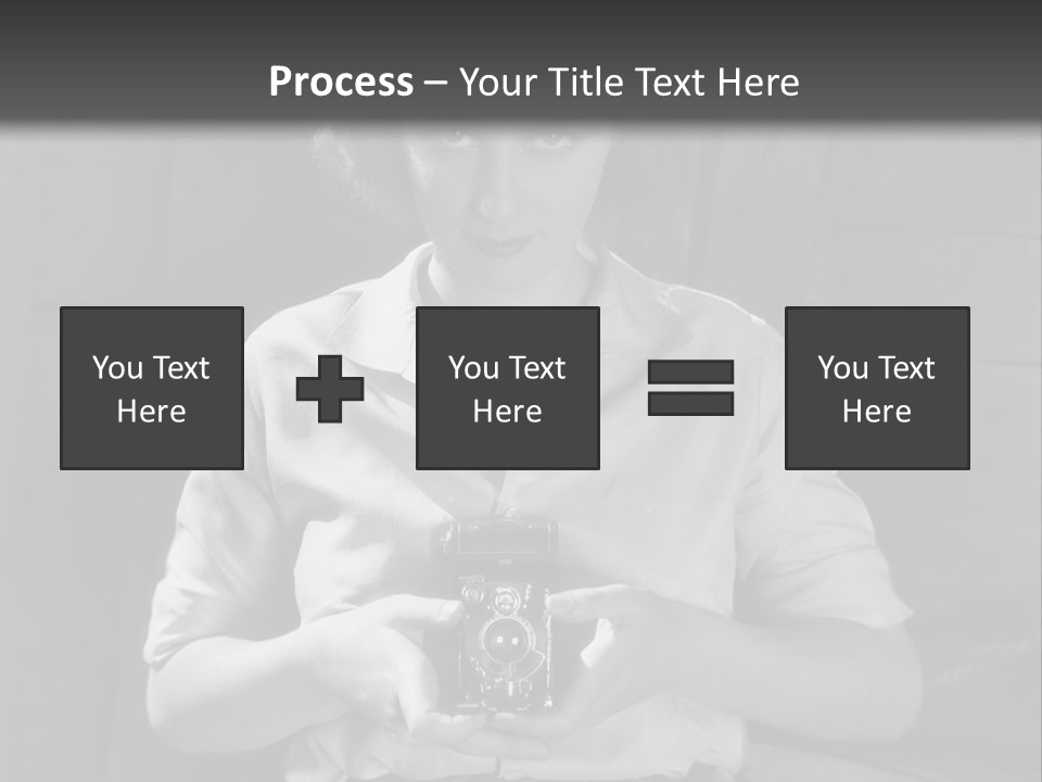 A Black And White Photo Of A Woman Holding A Camera PowerPoint Template
