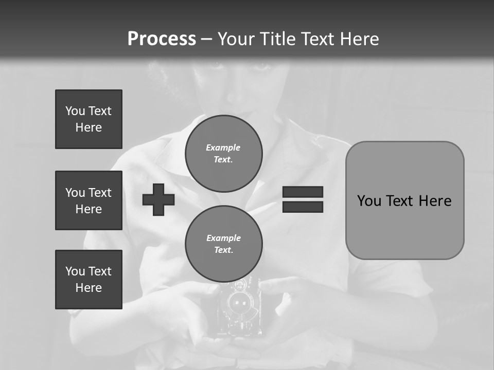 A Black And White Photo Of A Woman Holding A Camera PowerPoint Template