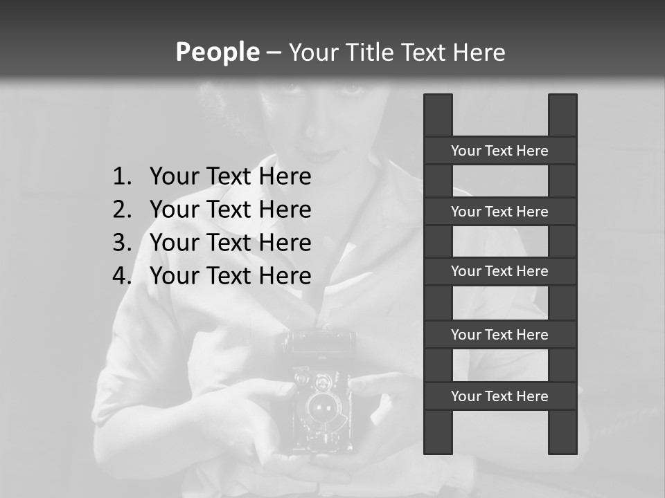 A Black And White Photo Of A Woman Holding A Camera PowerPoint Template